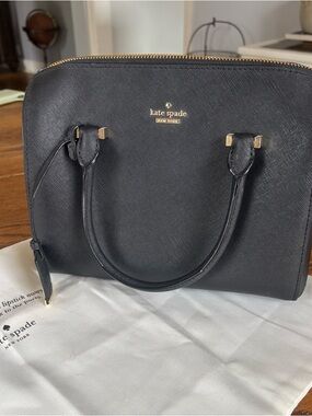 kate spade Black Saffiano Dome Satchel with Gold Hardware NWOT